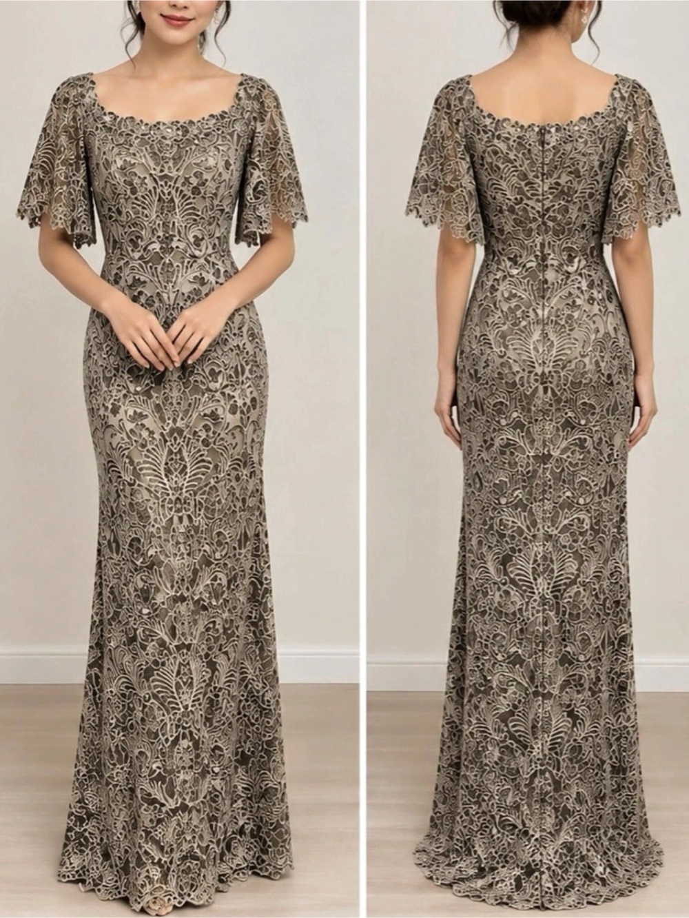 Tadashi Shoji Sequin Lace Off-the-Shoulder Evening Gown- size 12